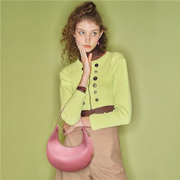 Shoulder Bag, Tote Bag with 2 Zipper Closure Pink - Picture 2 of 5